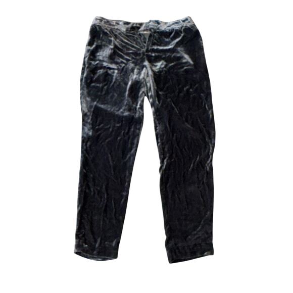 Elevenses Anthropologie Chic Velvet Ankle Trouser Pants in Grey Size 6 - Picture 4 of 12